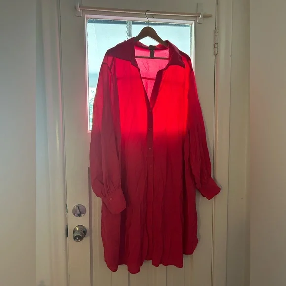REPOST: H&M Hot Pink Oversized Shirtdress - Picture 1 of 6